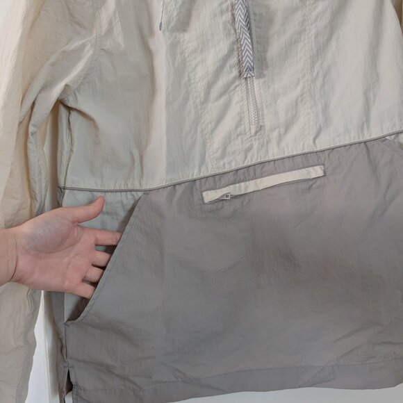 Thread & Supply Beige Light Half Zip Pullover Windbreaker with Hood - Size L - Picture 7 of 11